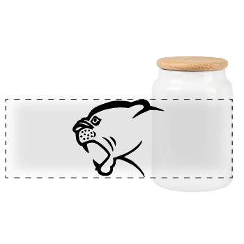 Tête de panthère noire - Boîte à biscuits avec couvercle en bois - blanc - Devant