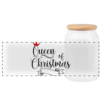 Reine de Noël - Boîte à biscuits avec couvercle en bois - blanc - Devant