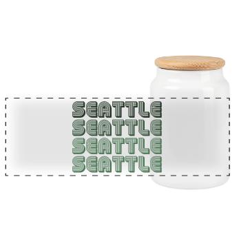 Seattle Blockgrid Pattern - Panoramic Cookie Jar with Wooden Lid - white - Front