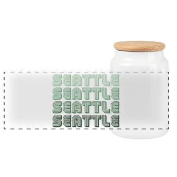 Seattle Retro Blockletters - Panoramic Cookie Jar with Wooden Lid - white - Front