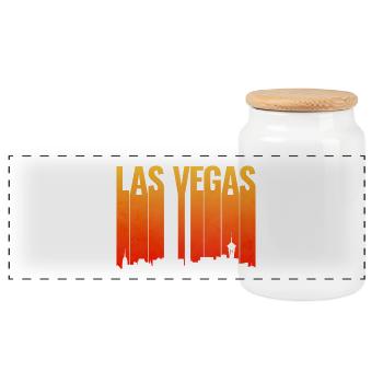 Coucher de soleil de la ligne de la ligne de Las Vegas - Boîte à biscuits avec couvercle en bois - blanc - Devant