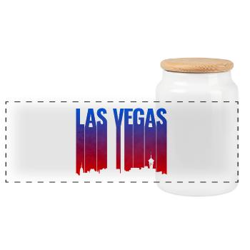 Las Vegas Gradient Skyline Silhouette - Boîte à biscuits avec couvercle en bois - blanc - Devant