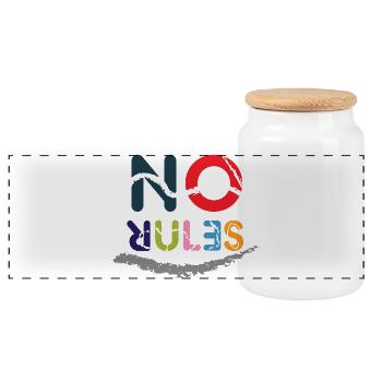 Colored No Rules sign - Panoramic Cookie Jar with Wooden Lid - white - Front
