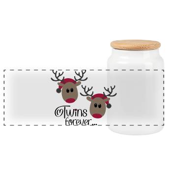 Gémeaux pour toujours - Boîte à biscuits avec couvercle en bois - blanc - Devant