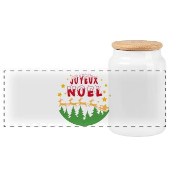 joyeux noël traineau et étoiles - Boîte à biscuits avec couvercle en bois - blanc - Devant