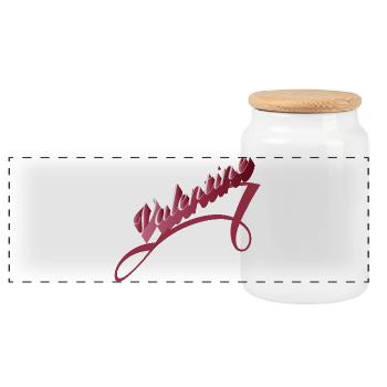 romantic Valentine's Day typography in shades of red - Panoramic Cookie Jar with Wooden Lid - white - Front