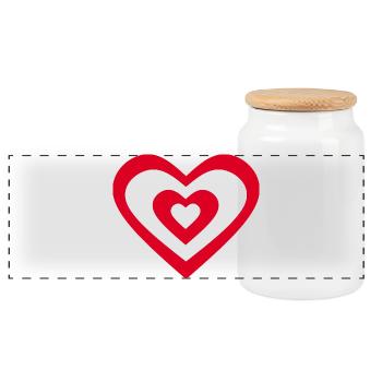 rotes Herz rot Herzen rot Herz Geschenk - Panorama Keksdose mit Holzdeckel - Weiß - Vorne