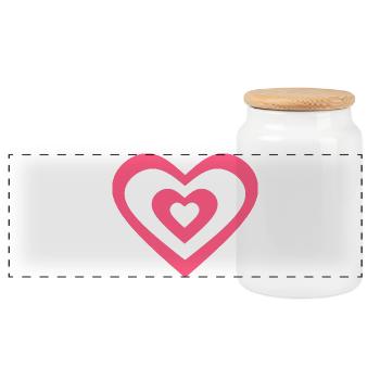 Valentines Pink Heart, Valentines Gift - Panoramic Cookie Jar with Wooden Lid - white - Front