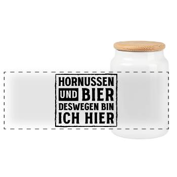 Hornussen und Bier Statement Design - Panorama Keksdose mit Holzdeckel - Weiß - Vorne