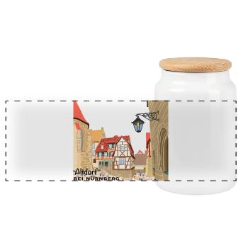 Altdorf près de Nuremberg, vieille ville, Bavière, dessin - Boîte à biscuits avec couvercle en bois - blanc - Devant