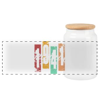 1941 Vintage Retro Birthday - Panoramic Cookie Jar with Wooden Lid - white - Front