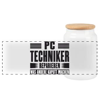 Servicetechniker Support Lösung Spruch Service PC - Panorama Keksdose mit Holzdeckel - Weiß - Vorne