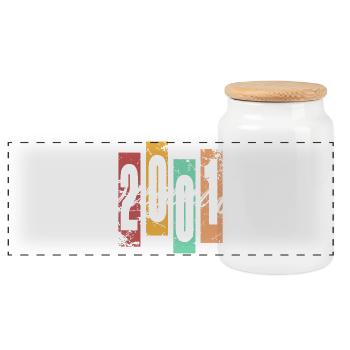 2001 vintage vintage rétro anniversaire - Boîte à biscuits avec couvercle en bois - blanc - Devant