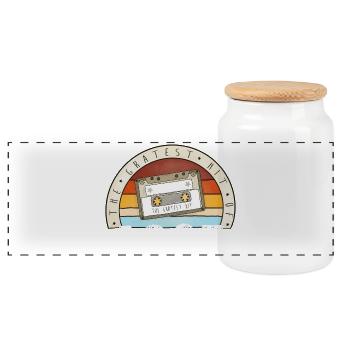 Gratest Hit of 1963, 60. Geburtstag, retro Kasette - Panorama Keksdose mit Holzdeckel - Weiß - Vorne