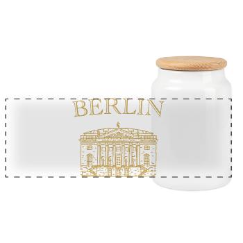 Berlin, Staatsoper Unter den Linden - Panoramic Cookie Jar with Wooden Lid - white - Front