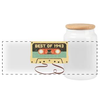 Best of 1943 80. Geburtstag Genial 80 Jahre alt - Panorama Keksdose mit Holzdeckel - Weiß - Vorne