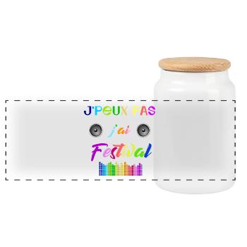 j peux pas j ai festival - Boîte à biscuits avec couvercle en bois - blanc - Devant