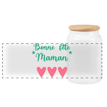 MAMAN. FÊTE DES MÈRES. BONNE FÊTE MAMAN. JE T'AIME - Boîte à biscuits avec couvercle en bois - blanc - Devant