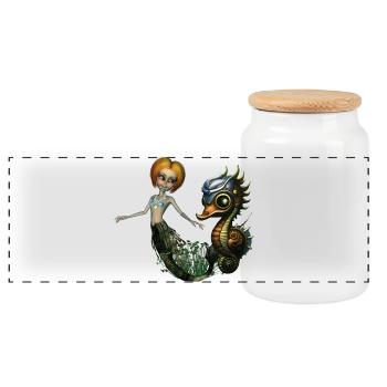 L’amitié de la sirène steampunk - Boîte à biscuits avec couvercle en bois - blanc - Devant