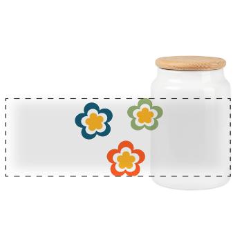 70s Flower Pattern Retro Hippie Festival - Panoramic Cookie Jar with Wooden Lid - white - Front