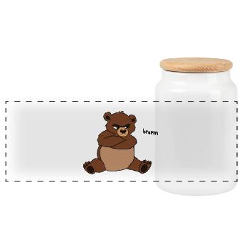 Grumbler - Panoramic Cookie Jar with Wooden Lid - white - Front