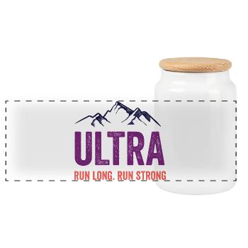 Ultra Running - Courez longtemps. Courez fort. - Boîte à biscuits avec couvercle en bois - blanc - Devant