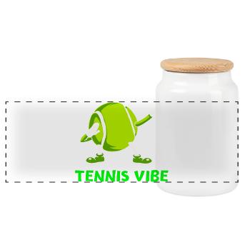 tennis, tennis ball, tennis fan - Panoramic Cookie Jar with Wooden Lid - white - Front