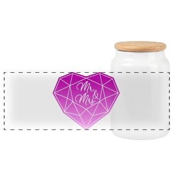 Mr. & Mrs. Wedding Engagement Marriage Proposal Love - Panoramic Cookie Jar with Wooden Lid - white - Front