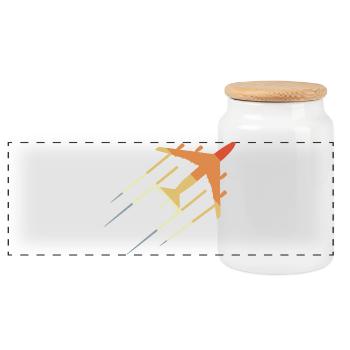 Vintage Airplane Drawing - Panoramic Cookie Jar with Wooden Lid - white - Front
