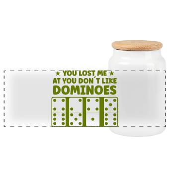 Conception de domino - Boîte à biscuits avec couvercle en bois - blanc - Devant