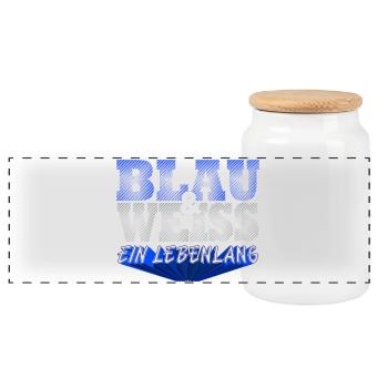 Blau Weiss ein Leben Lang - Panorama Keksdose mit Holzdeckel - Weiß - Vorne