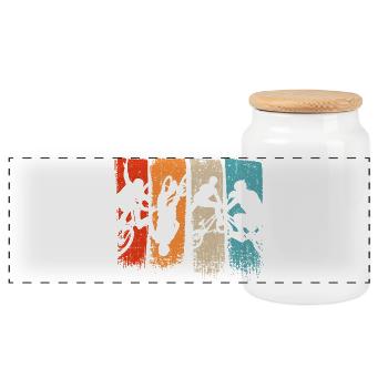 Five-Panel Action Silhouettes - Panoramic Cookie Jar with Wooden Lid - white - Front