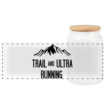 Trail and Ultra Running - Panoramic Cookie Jar with Wooden Lid - white - Front