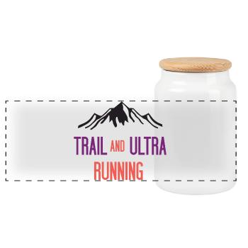 Trail and Ultra Running - Panoramic Cookie Jar with Wooden Lid - white - Front