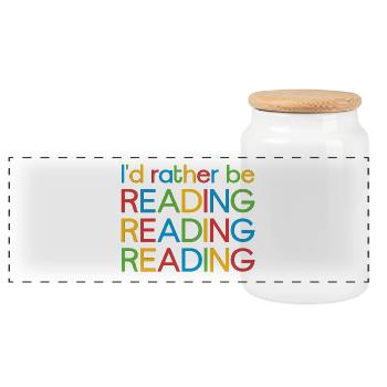 Je préfère lire - Boîte à biscuits avec couvercle en bois - blanc - Devant