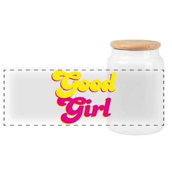 Good Girl Retro Pink Energy Girl Power Vibes - Panoramic Cookie Jar with Wooden Lid - white - Front