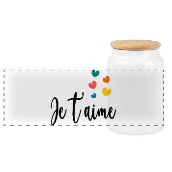 CHRISTMAS. YEAR. ANNIVERSARY. RETIREMENT. FEAST. HEART. - Panoramic Cookie Jar with Wooden Lid - white - Front