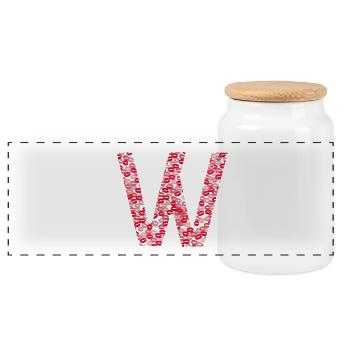 Buchstabe W - Geschenkküsse - Panorama Keksdose mit Holzdeckel - Weiß - Vorne
