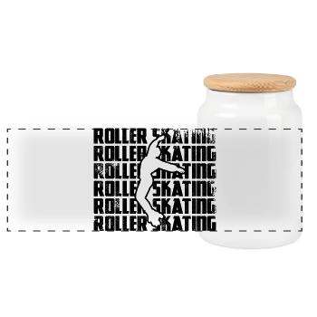 Roller skating - Panoramic Cookie Jar with Wooden Lid - white - Front
