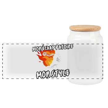 Échappatoire Basket en Flamme - Boîte à biscuits avec couvercle en bois - blanc - Devant