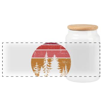 Solar Pine Silhouette - Panoramic Cookie Jar with Wooden Lid - white - Front