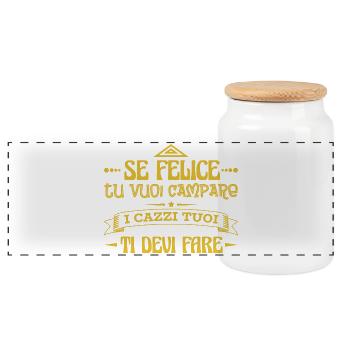 T Shirt Ironic Phrase Wisdom of Life Gift Idea - Panoramic Cookie Jar with Wooden Lid - white - Front
