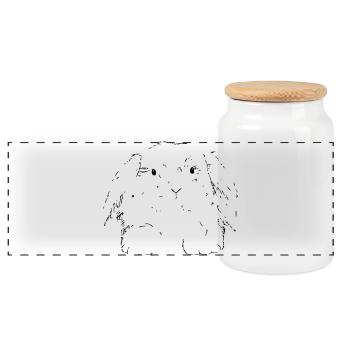 Lièvre - Boîte à biscuits avec couvercle en bois - blanc - Devant