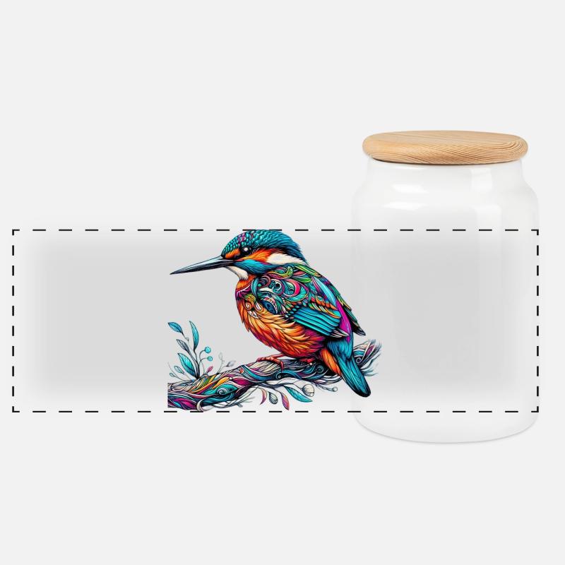 Eisvogel - Panorama Keksdose mit Holzdeckel - Weiß