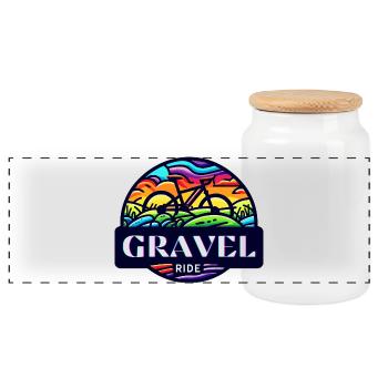 Cycliste de gravel Ride Sunset - Boîte à biscuits avec couvercle en bois - blanc - Devant