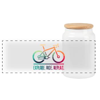Explore Ride Repeat - a project for the cyclist - Panoramic Cookie Jar with Wooden Lid - white - Front