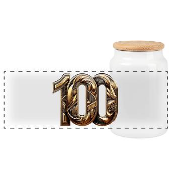 100 Jahre Gold Modern 100. Geburtstag Geschenk - Panorama Keksdose mit Holzdeckel - Weiß - Vorne