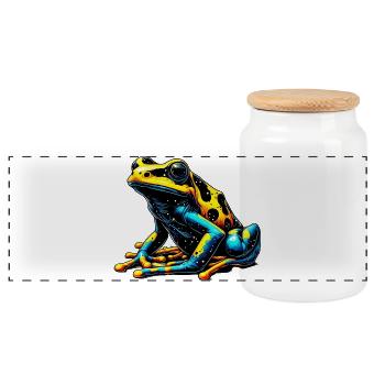 Frosch - Panorama Keksdose mit Holzdeckel - Weiß - Vorne