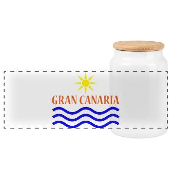GRAN CANARIA Soleil Eau - Boîte à biscuits avec couvercle en bois - blanc - Devant