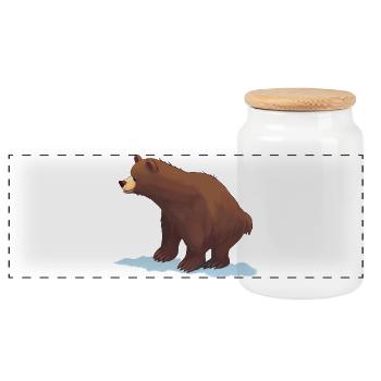 Brown Bear (painting) - Panoramic Cookie Jar with Wooden Lid - white - Front